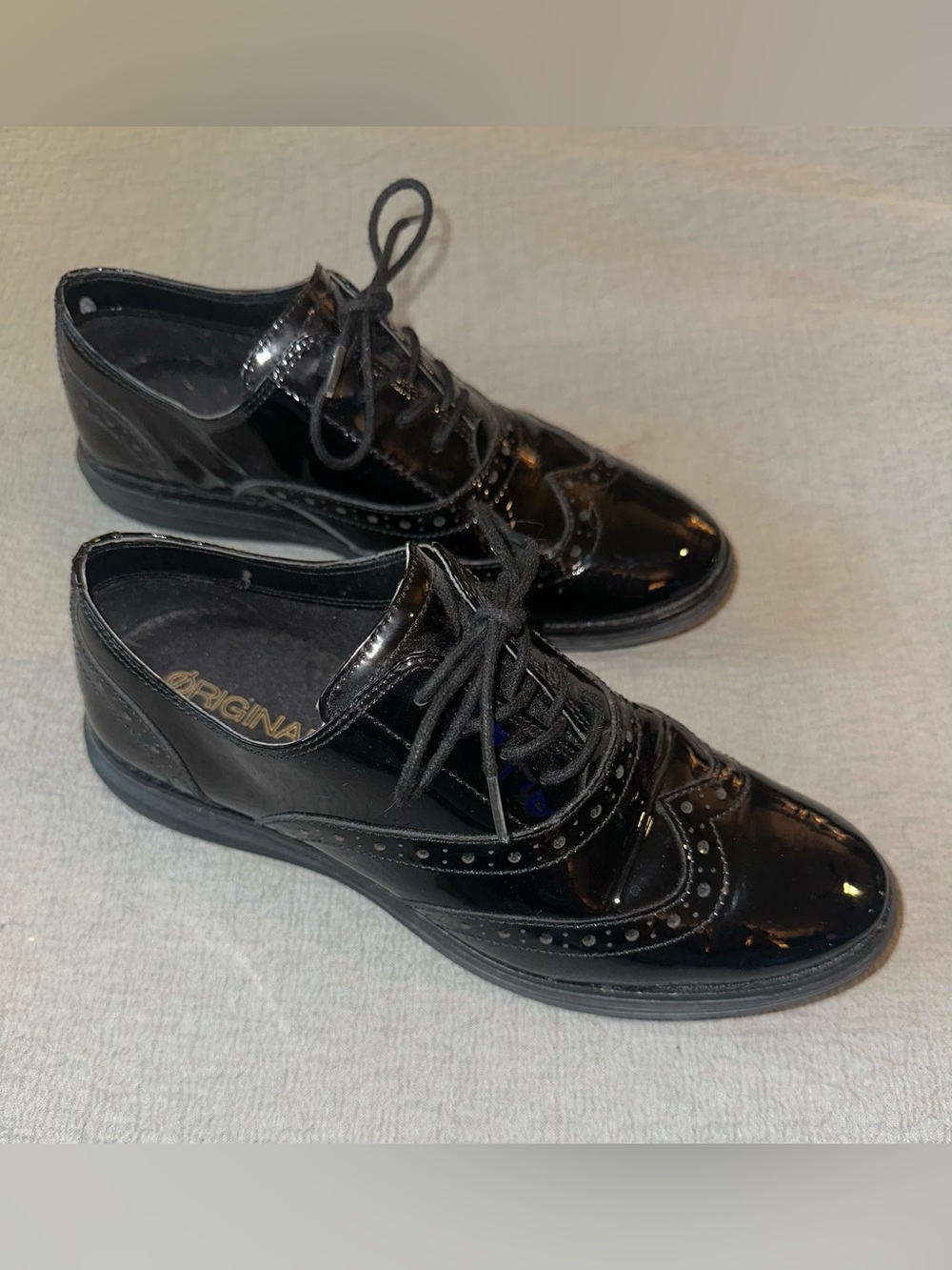 Coke Haan Women’s Black Patent Leather Wingtip Oxfords OriginalGrand
